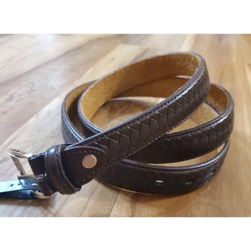 TOOLED Belt Western XL 42-44 Genuine Leather Geometric Dark Brown